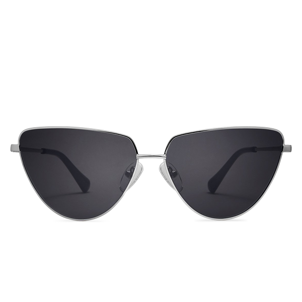 A pair of sunglasses with black lenses on top.