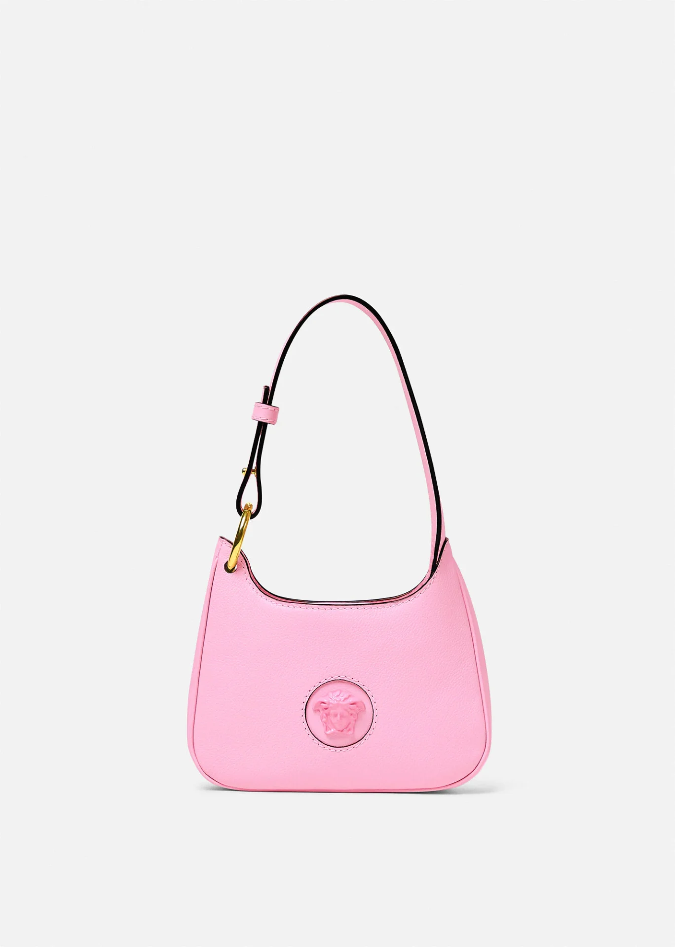 A pink purse with a mickey mouse logo on it.