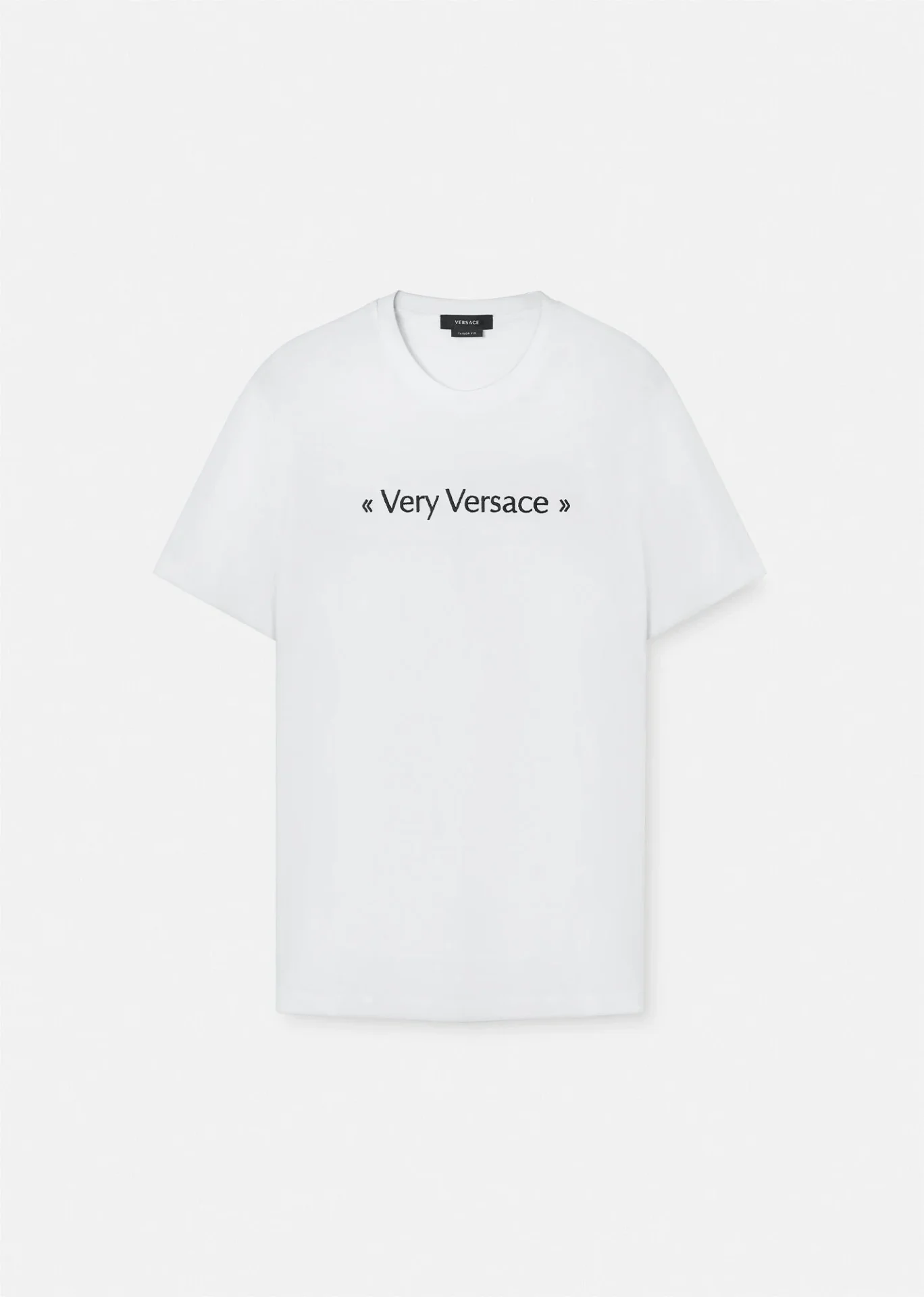 A white t-shirt with the word " very versace ".