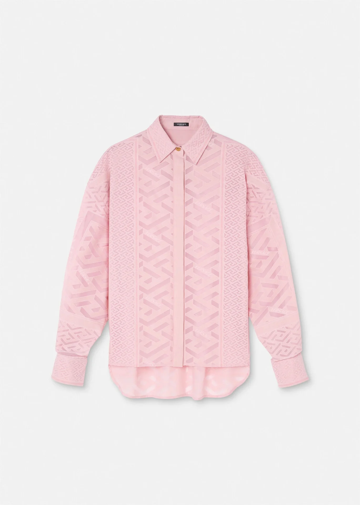 A pink shirt with a pattern on it